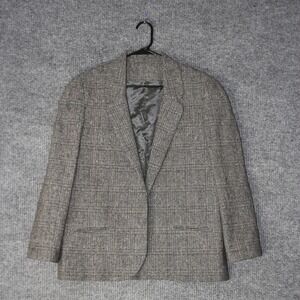 Vintage Harris Tweed Blazer Womens 14 Gray Plaid Wool Jacket Sport Coat